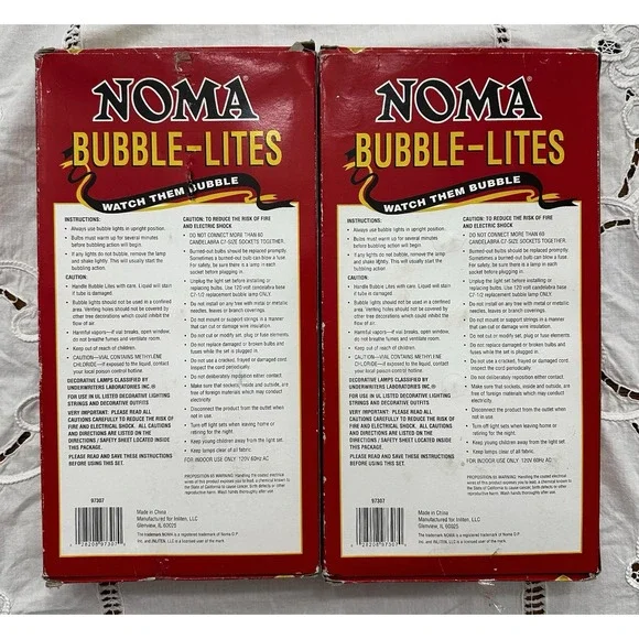 Noma Bubble Lites SET OF TWO 7 Lights in Each Strand Red & Orange - All Working